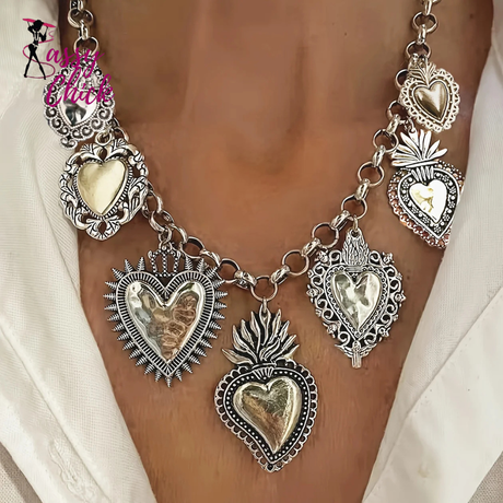 Vintage Style Heart Pendant Chain Necklace Sassy Chick Logo