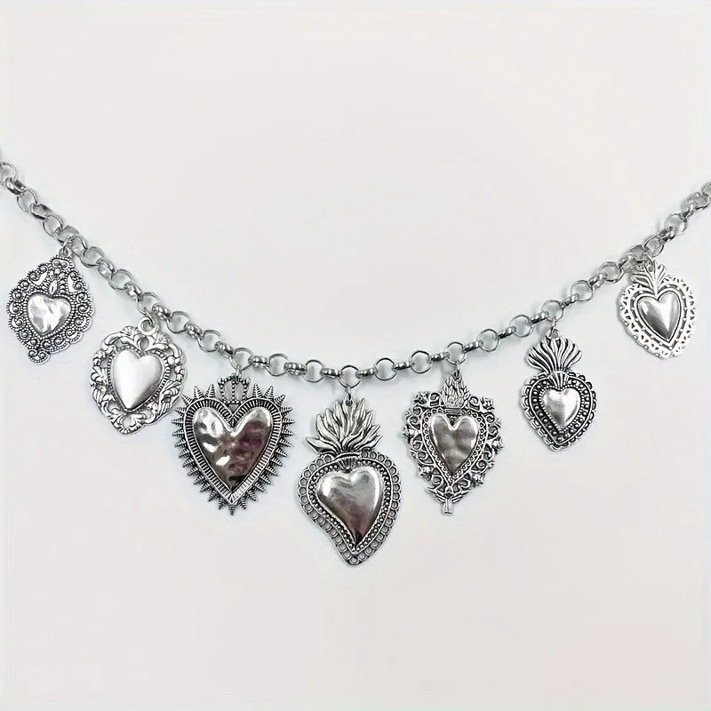 Vintage Style, Heart Pendant Chain Necklace