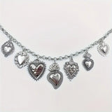 Vintage Style, Heart Pendant Chain Necklace