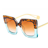 Leopard Blue Vintage Transparent Square Glasses Frame Anti Blue Eyeglass