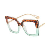 Leopard Vintage Transparent Square Glasses Frame Anti Blue Eyeglass