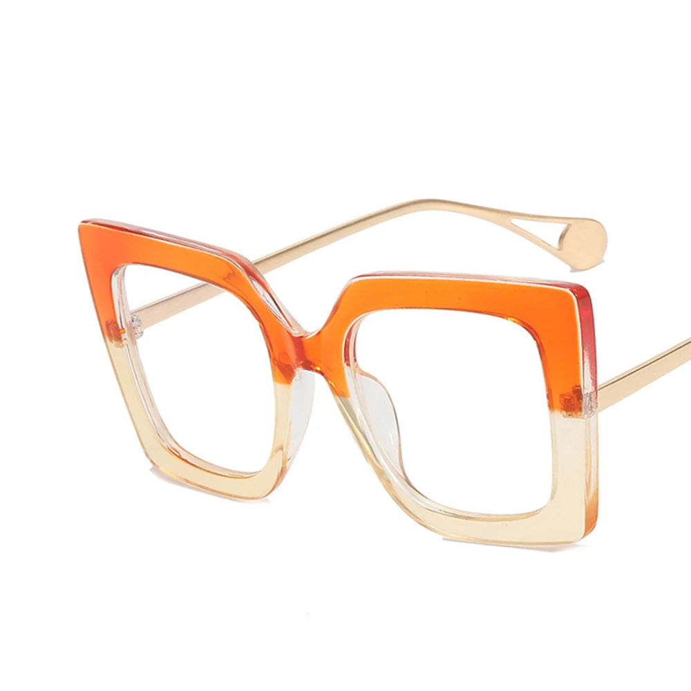 Orange Vintage Transparent Square Glasses Frame Anti Blue Eyeglass