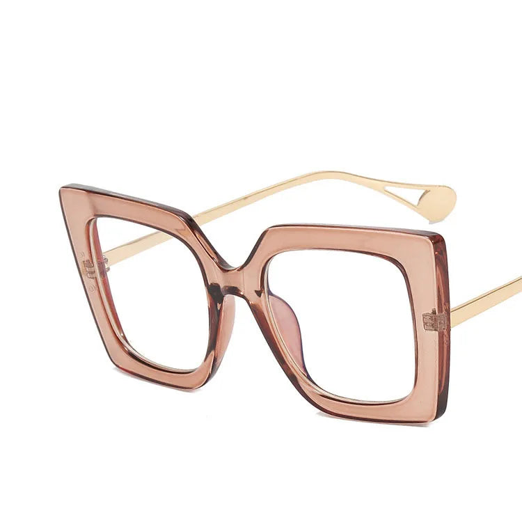 Transparent Brown Vintage Transparent Square Glasses Frame Anti Blue Eyeglass