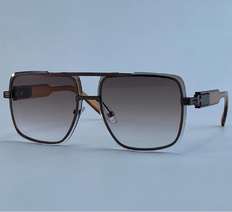 Vintage Trendy Oversized Metal Double Beam Punk Sunglasses
