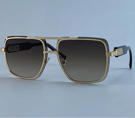 Vintage Trendy Oversized Metal Double Beam Punk Sunglasses