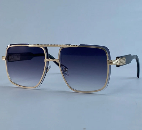 Vintage Trendy Oversized Metal Double Beam Punk Sunglasses