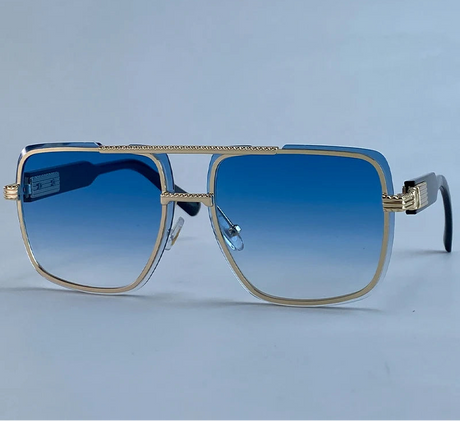 Vintage Trendy Oversized Metal Double Beam Punk Sunglasses