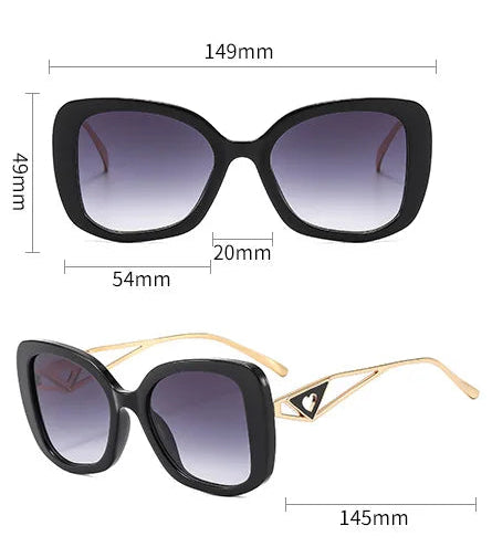 Size of Vintage UV400 Driving Oversize Square Alloy Sunglasses