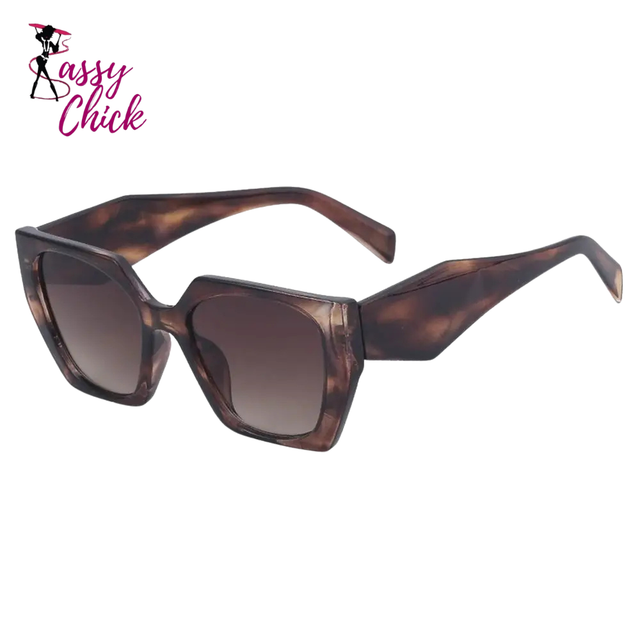 Vintage  UV400 Protection Irregular Cat Eye Sunglasses Sassy Chick Logo 