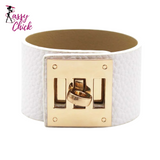 Vintage Wide Leather Cuff Bracelets Sassy Chick Logo