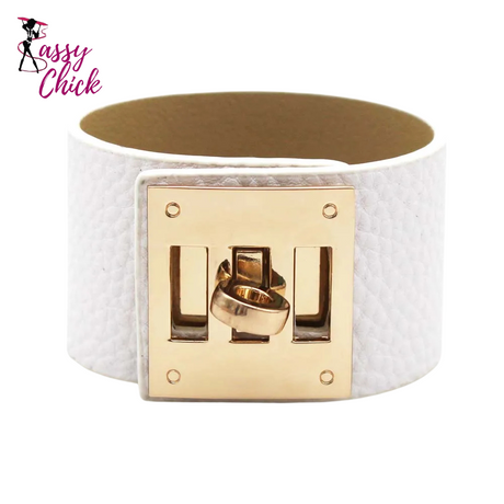Vintage Wide Leather Cuff Bracelets Sassy Chick Logo
