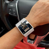 White leather cuff bracelet 