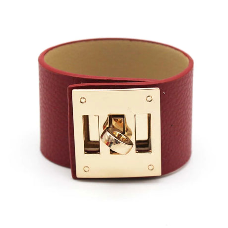 dark red leather cuff bracelet 