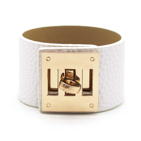 white leather cuff bracelet