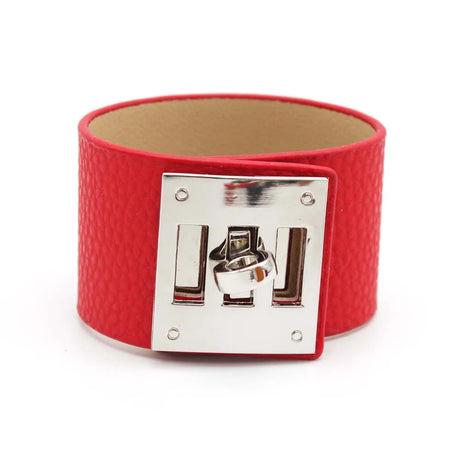 Red Vintage Wide Leather Cuff Bracelets