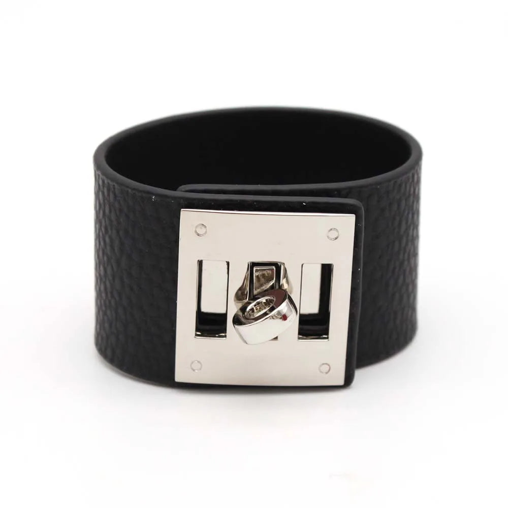 black leather cuff bracelet 