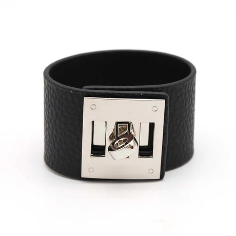 black leather cuff bracelet 