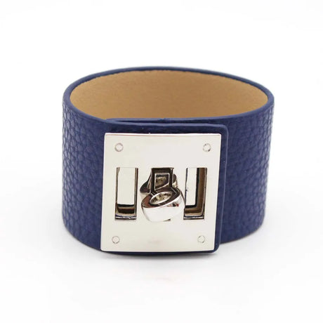 blue leather cuff bracelet 