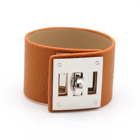light brown leather cuff bracelet 