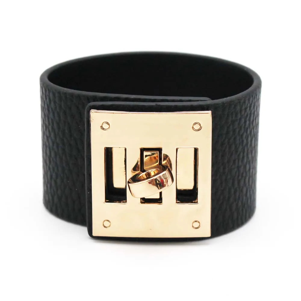 black leather cuff bracelet 