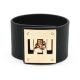 black leather cuff bracelet 