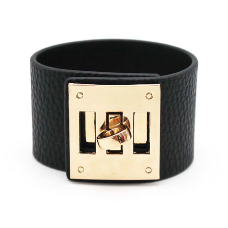 black leather cuff bracelet 