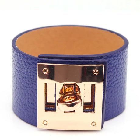 blue leather cuff bracelet 