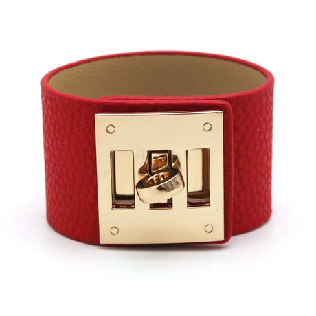 red leather cuff bracelet 