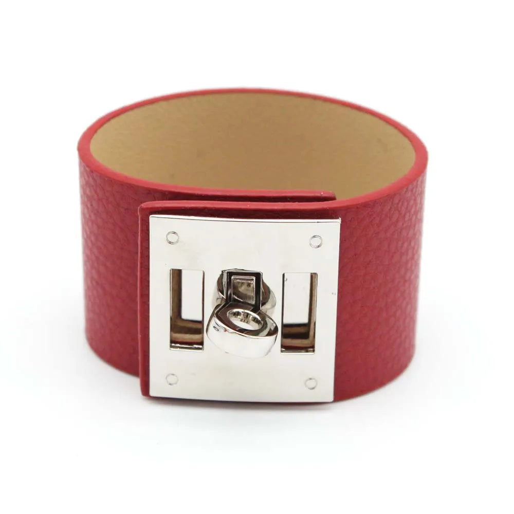 wine red leather cuff bracelet 