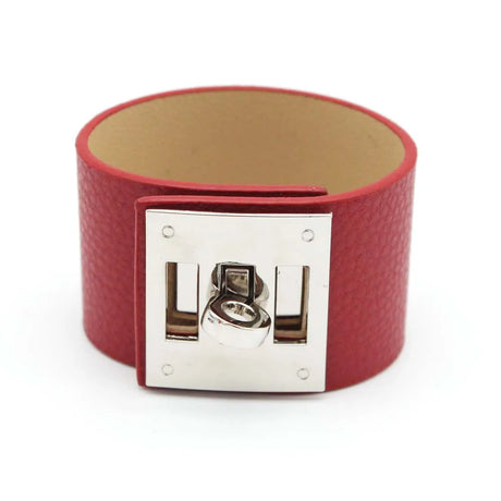 wine red leather cuff bracelet 