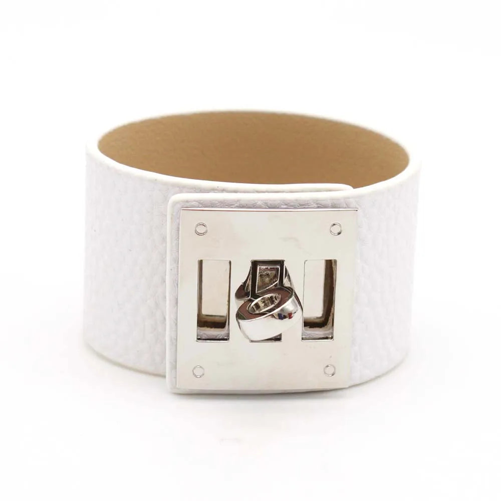 white leather cuff bracelet 