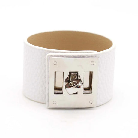 white leather cuff bracelet 