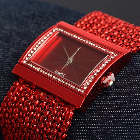 Watch Multi-Layer Bead Chain Rhinestone Inlaid Alloy Bracelet
