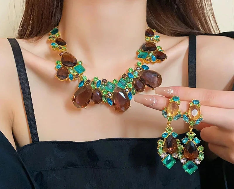 Model using Water Drop Temperament Jewelry Set