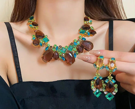 Model using Water Drop Temperament Jewelry Set