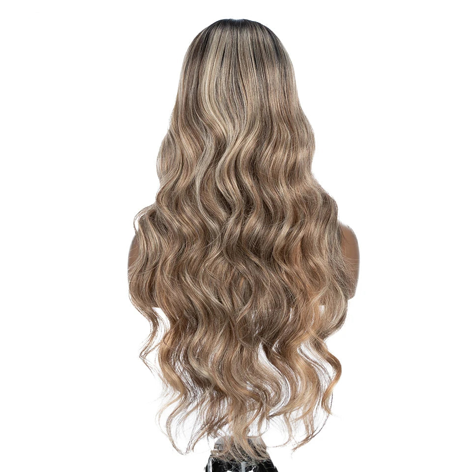Water Wave Synthetic Lace Front Wig  28 Inch blonde