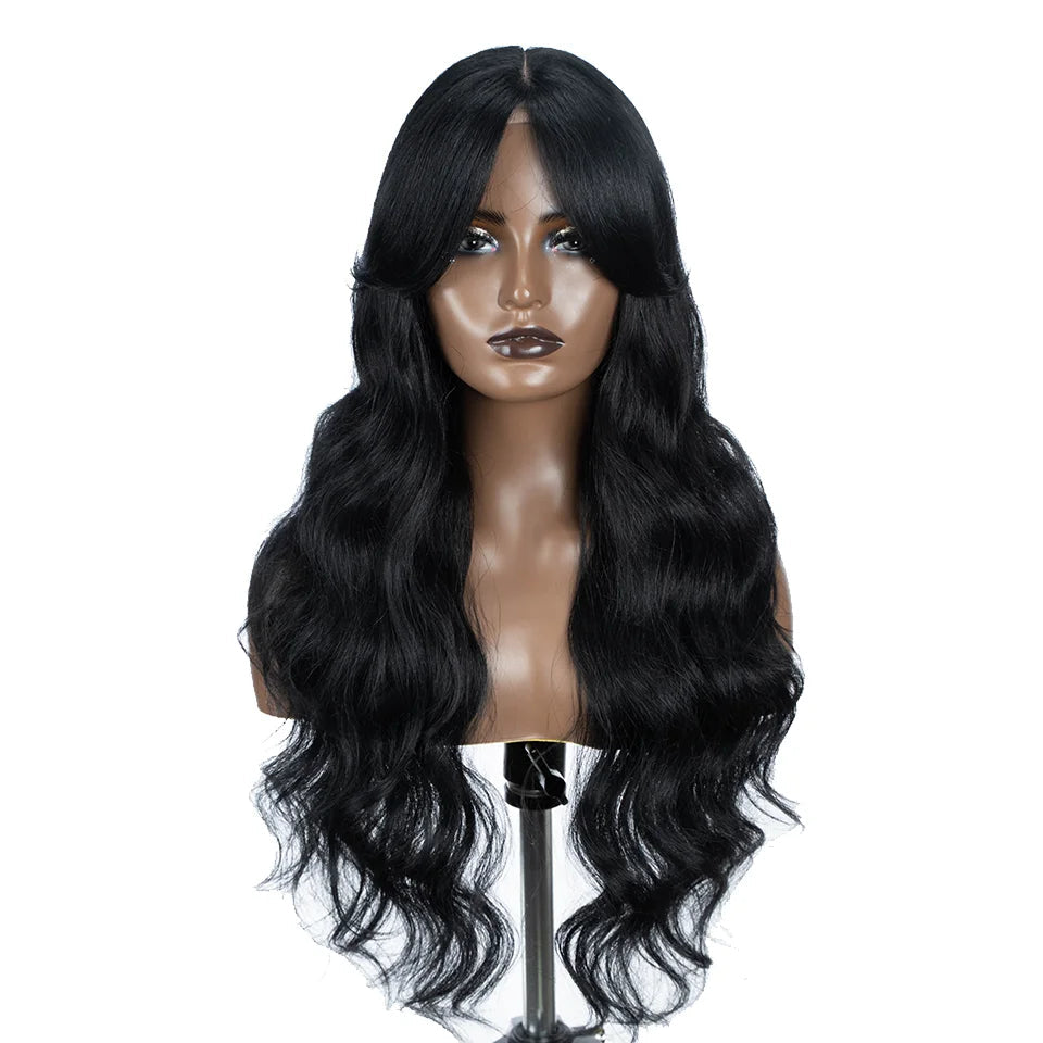 Water Wave Synthetic Lace Front Wig  28 Inch black 