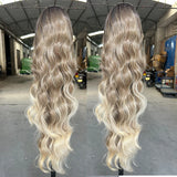 Ash Gray Wavy 28Inches Clip in Synthetic Hair Extension