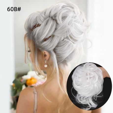 Ash Gray Wavy Curly Hair Bun