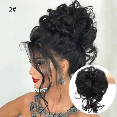 Black Wavy Curly Hair Bun