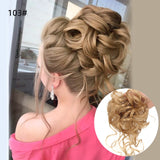 Ash Brown Wavy Curly Hair Bun