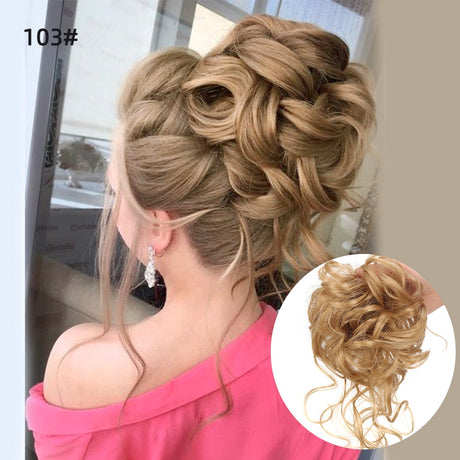 Ash Brown Wavy Curly Hair Bun