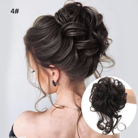 Light Black Wavy Curly Hair Bun