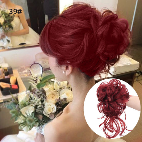 Red Wavy Curly Hair Bun