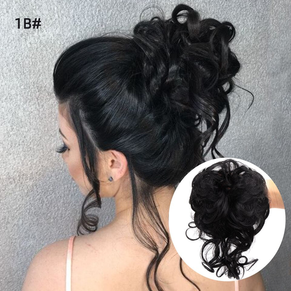 Black Wavy Curly Hair Bun