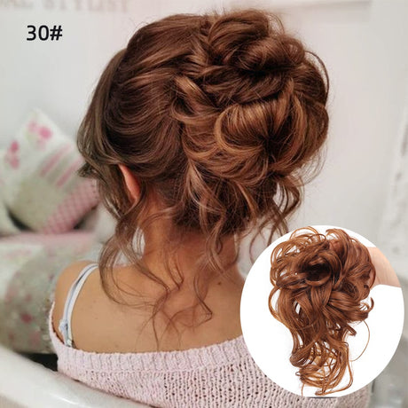 Ash Brown Wavy Curly Hair Bun