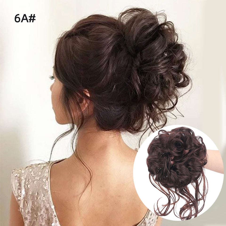 Light Brown Wavy Curly Hair Bun
