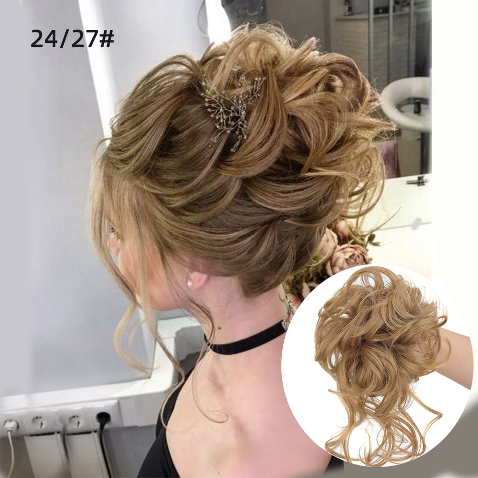 Light Brown Wavy Curly Hair Bun