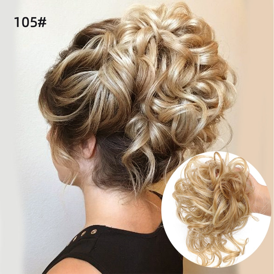 Bleach Blonde Wavy Curly Hair Bun