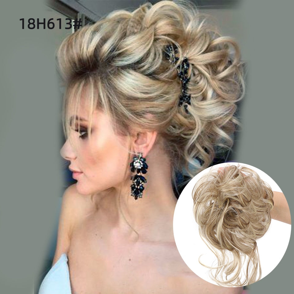 Ash Blonde Wavy Curly Hair Bun